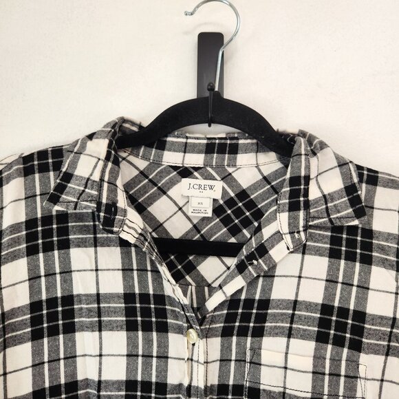 J. Crew White Black Plaid Long Sleeve Button Down Flannel Shirt Women's XS - Picture 3 of 6